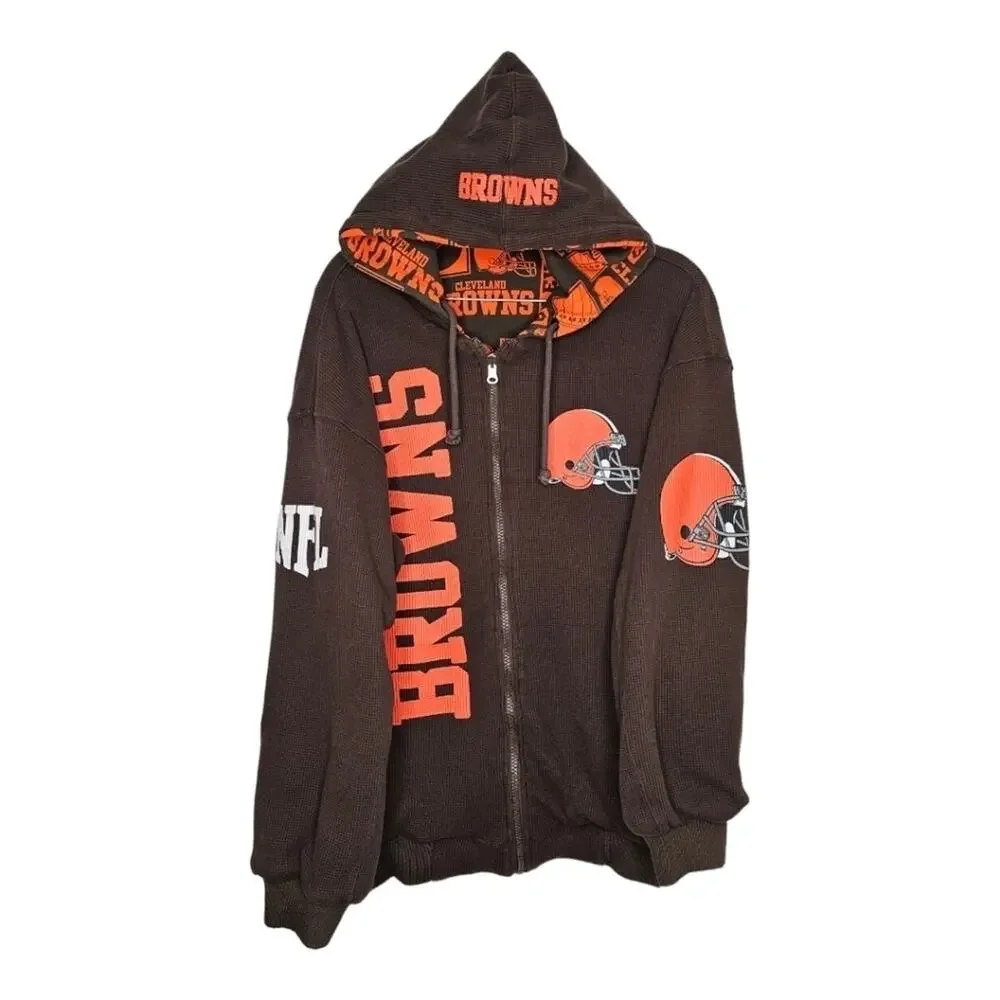 NFL Cleveland Browns Reversible Zip-Up Hooded Heavyweight Sweatshirt Jacket Sm